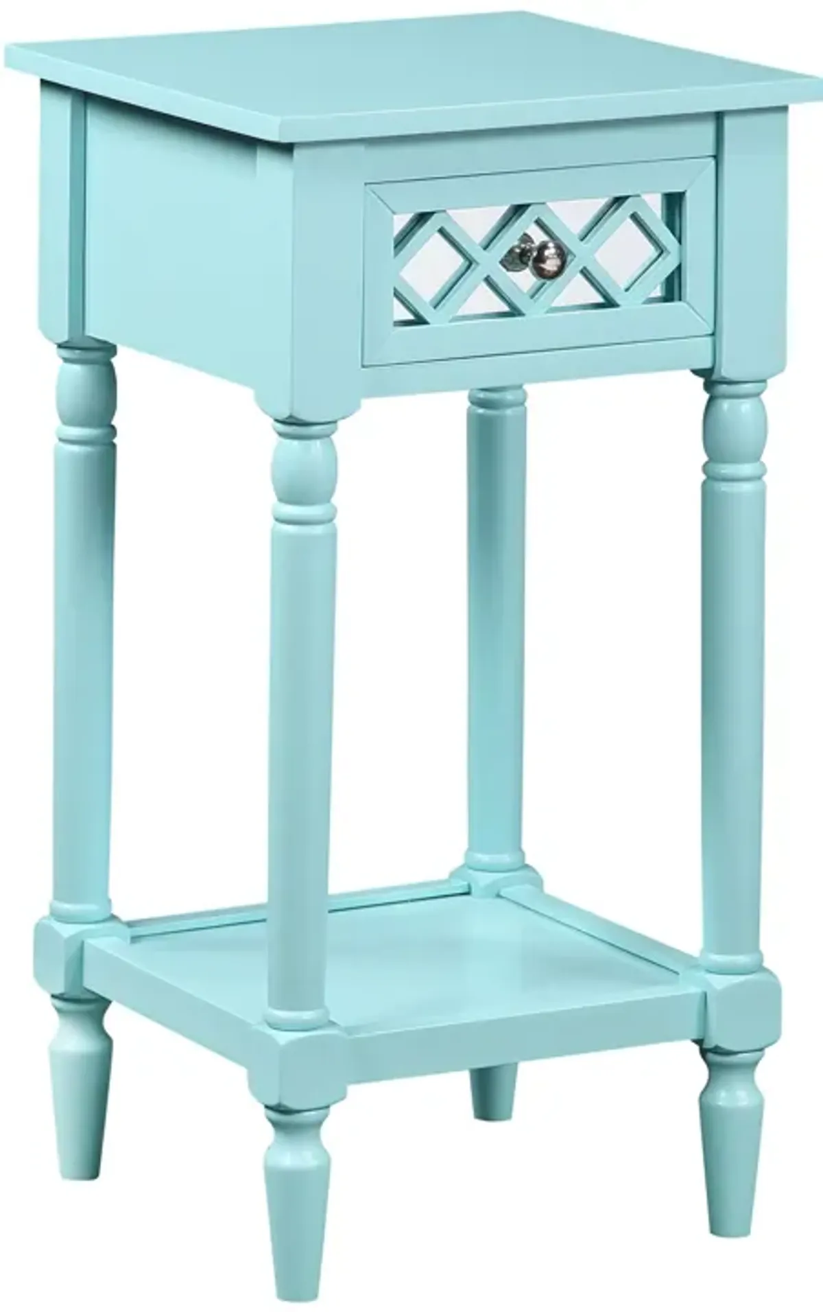 Convenience Concepts French Country Khloe Deluxe 1 Drawer Accent Table with Shelf, Aqua Blue