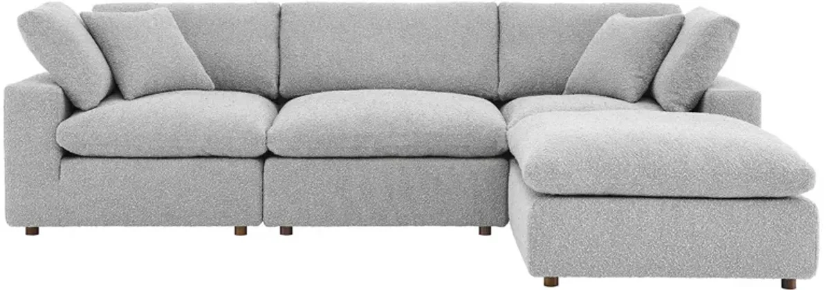 Commix Down Filled Overstuffed Boucle Fabric 4-Piece Sectional Sofa