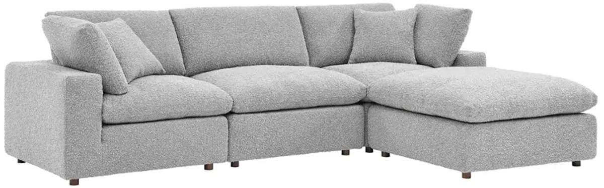 Commix Down Filled Overstuffed Boucle Fabric 4-Piece Sectional Sofa