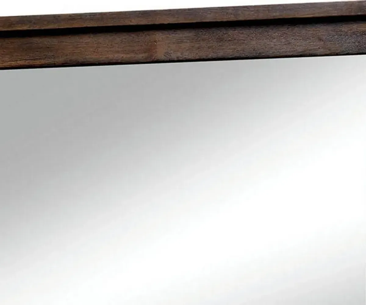 Elkton Transitional Style Mirror , Oak Finish-Benzara
