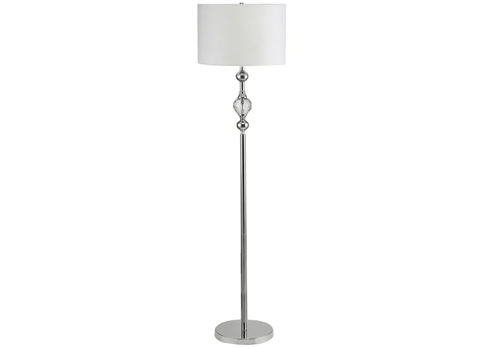 Floor Lamp with Metal Frame and Crystal Accent, White-Benzara