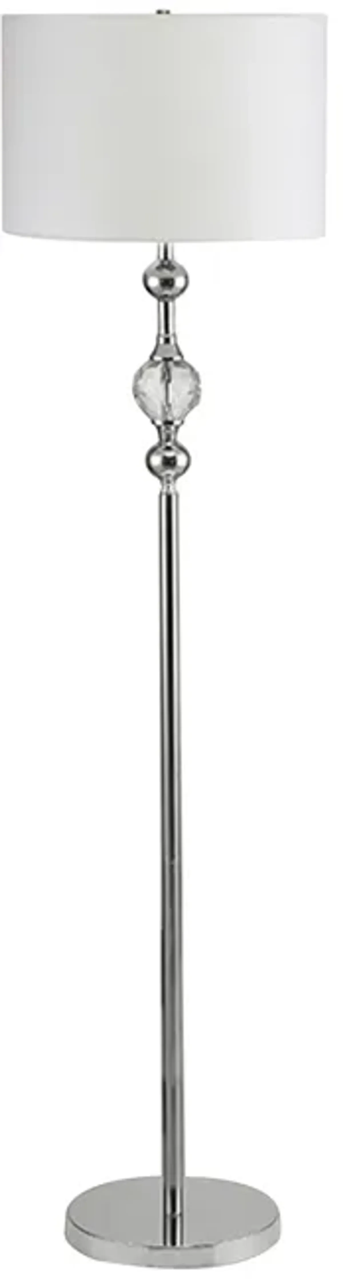 Floor Lamp with Metal Frame and Crystal Accent, White-Benzara