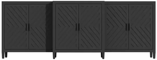 FUFU&GAGA Modern Black Sideboard – 6 Doors, Spacious Storage Cabinet, P2-Grade MDF Buffet & Console Table (94.5" W x 15.7" D x 35.4" H), Matte Black