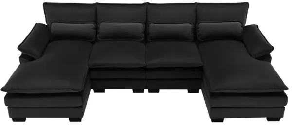 MONDAWE Modern U-shaped Sectional Sofa with Waist Pillows,6-seat Upholstered Symmetrical Sofa Furniture,Sleeper Sofa Couch with Chaise Lounge for Living Room,Apartment