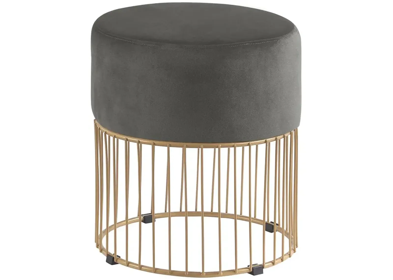 Jerold Dark Grey Velvet with Gold Base Ottoman