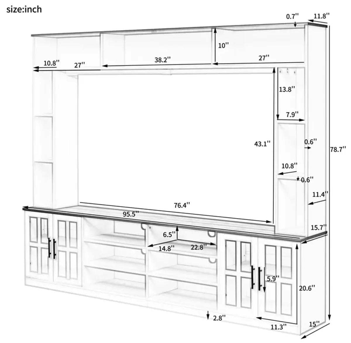 Merax Wall Unit Entertainment Center TV Stand