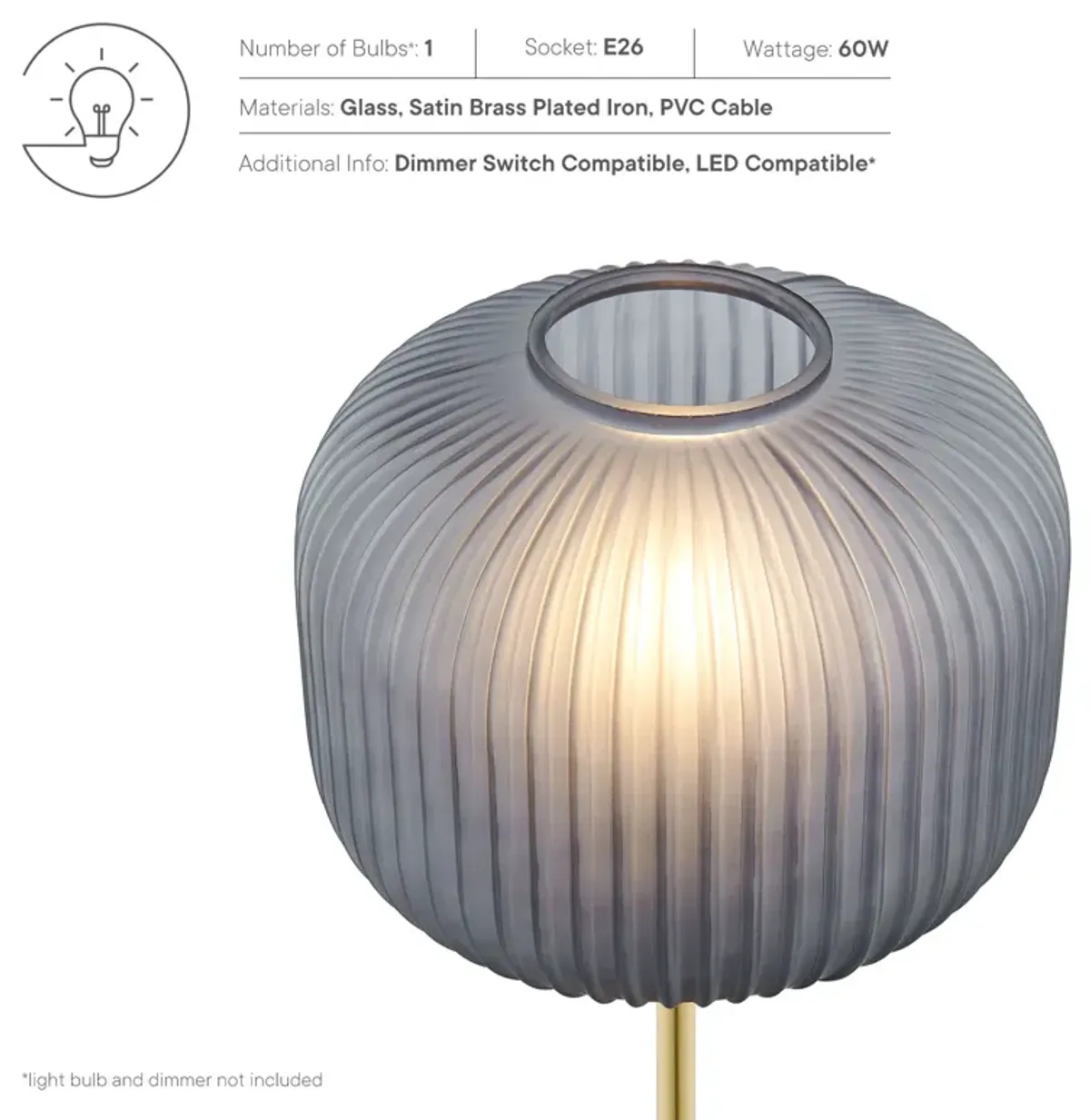 Reprise Glass Sphere Glass and Metal Table Lamp