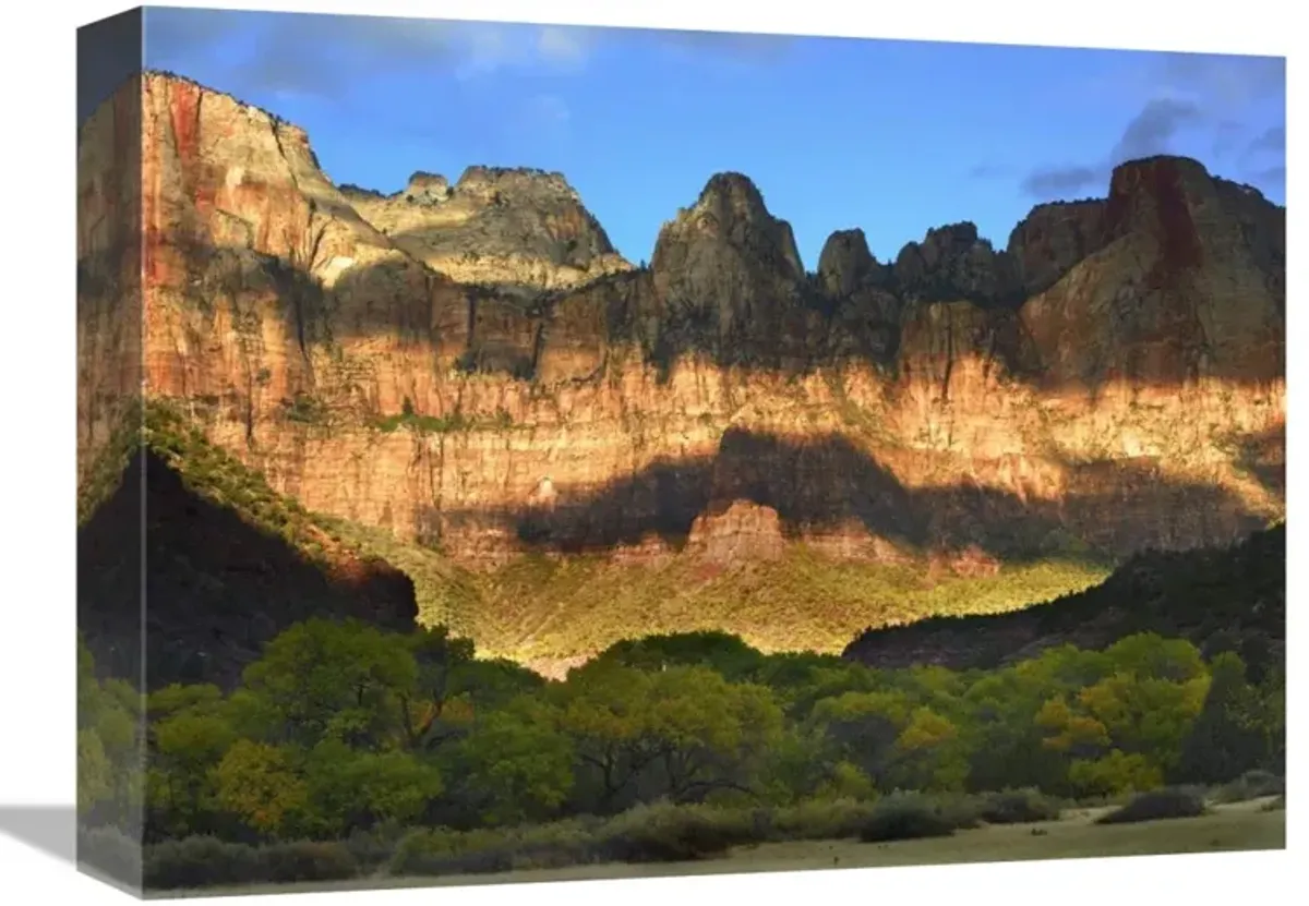 Towers of the Virgin with cloud shadows, Zion National Park, Utah-Canvas Art-16x12