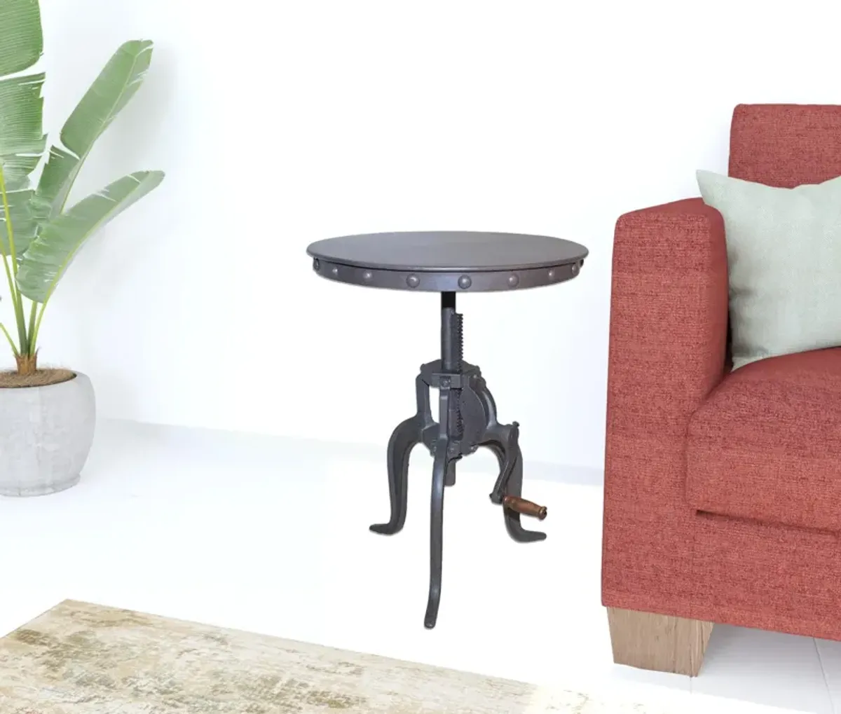 Hivvago 19" Inndustrial And Industrial Metal Round End Table