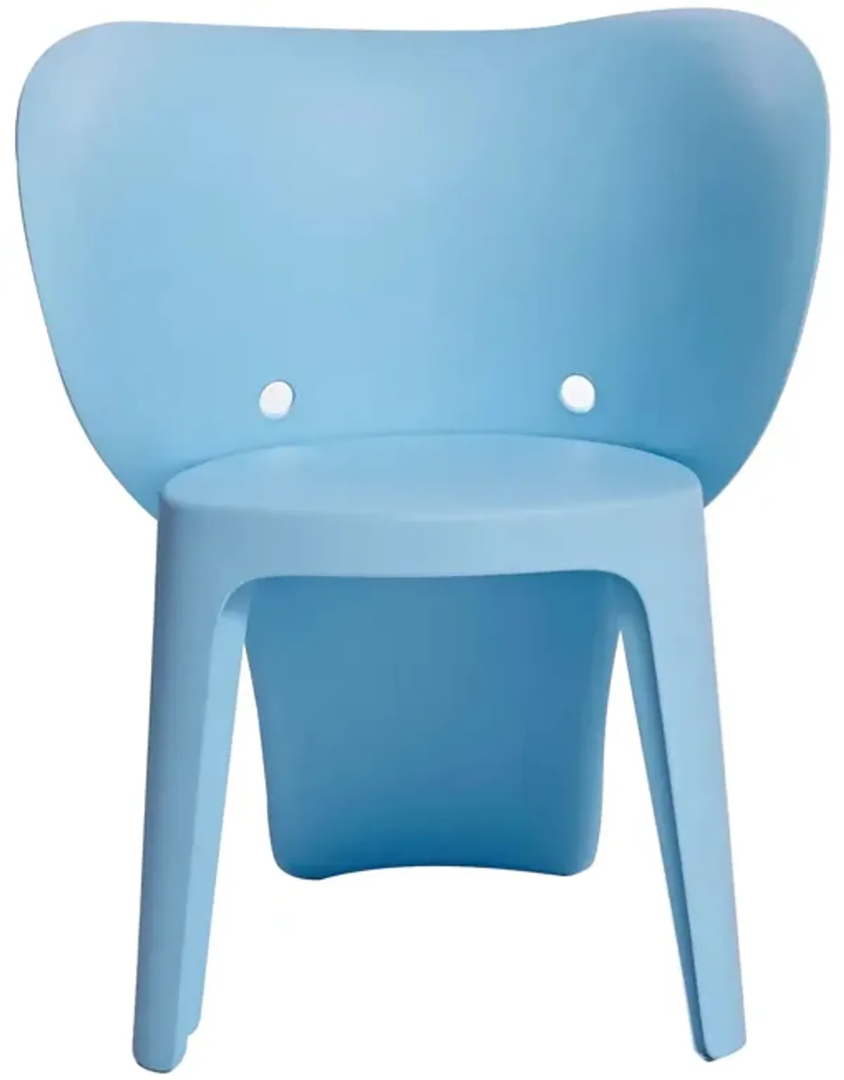 Fyna 16 Inch Kids Chair with Curved Back, Elephant Trunk Design, Blue - Benzara