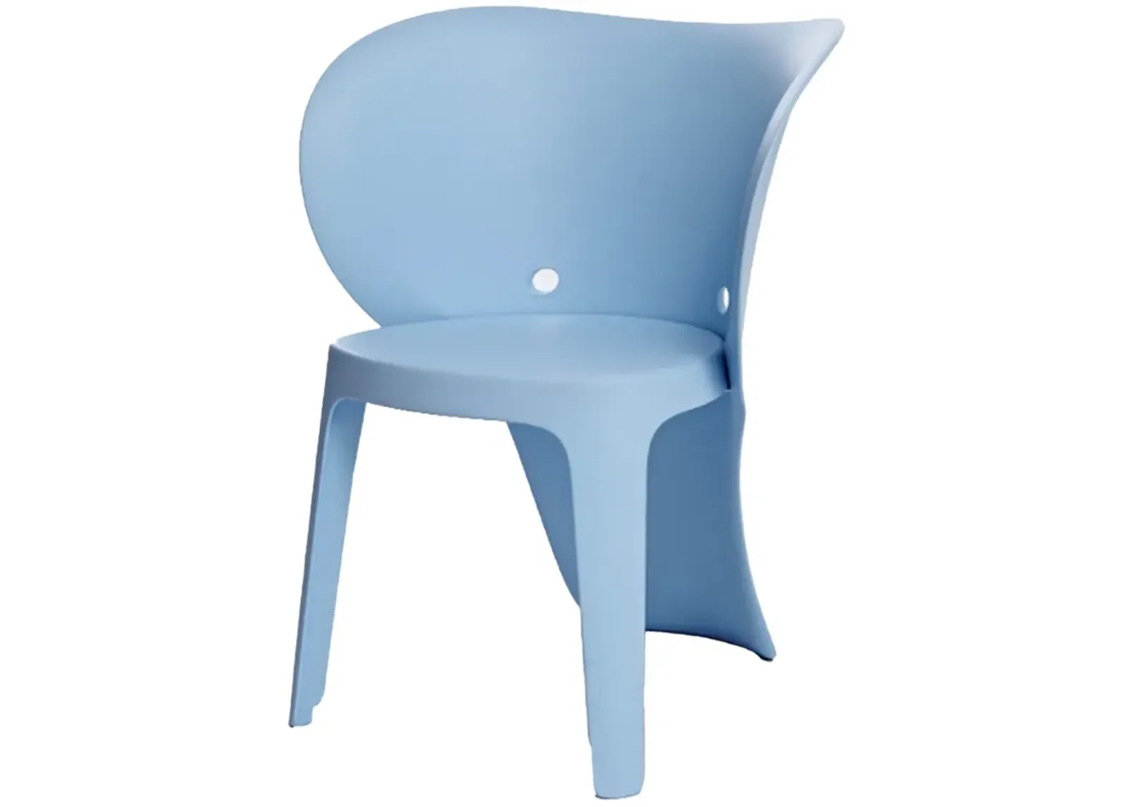 Fyna 16 Inch Kids Chair with Curved Back, Elephant Trunk Design, Blue - Benzara