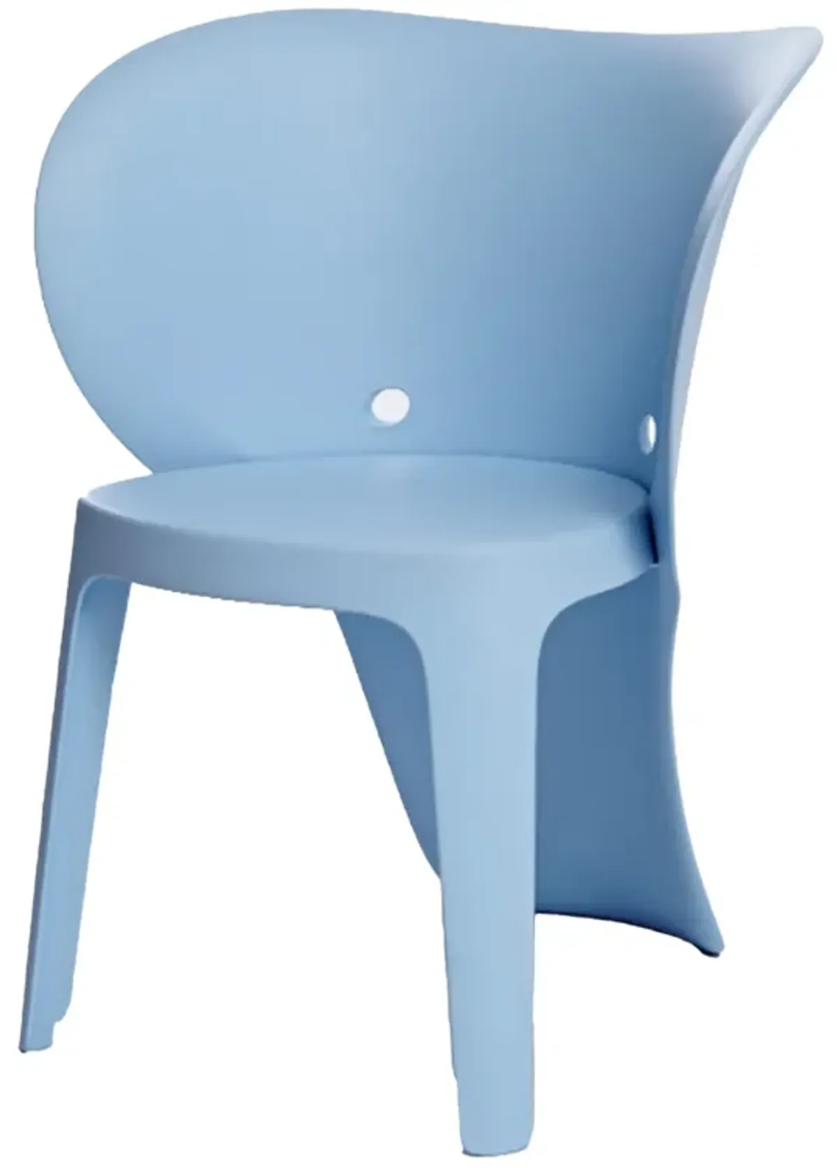 Fyna 16 Inch Kids Chair with Curved Back, Elephant Trunk Design, Blue - Benzara