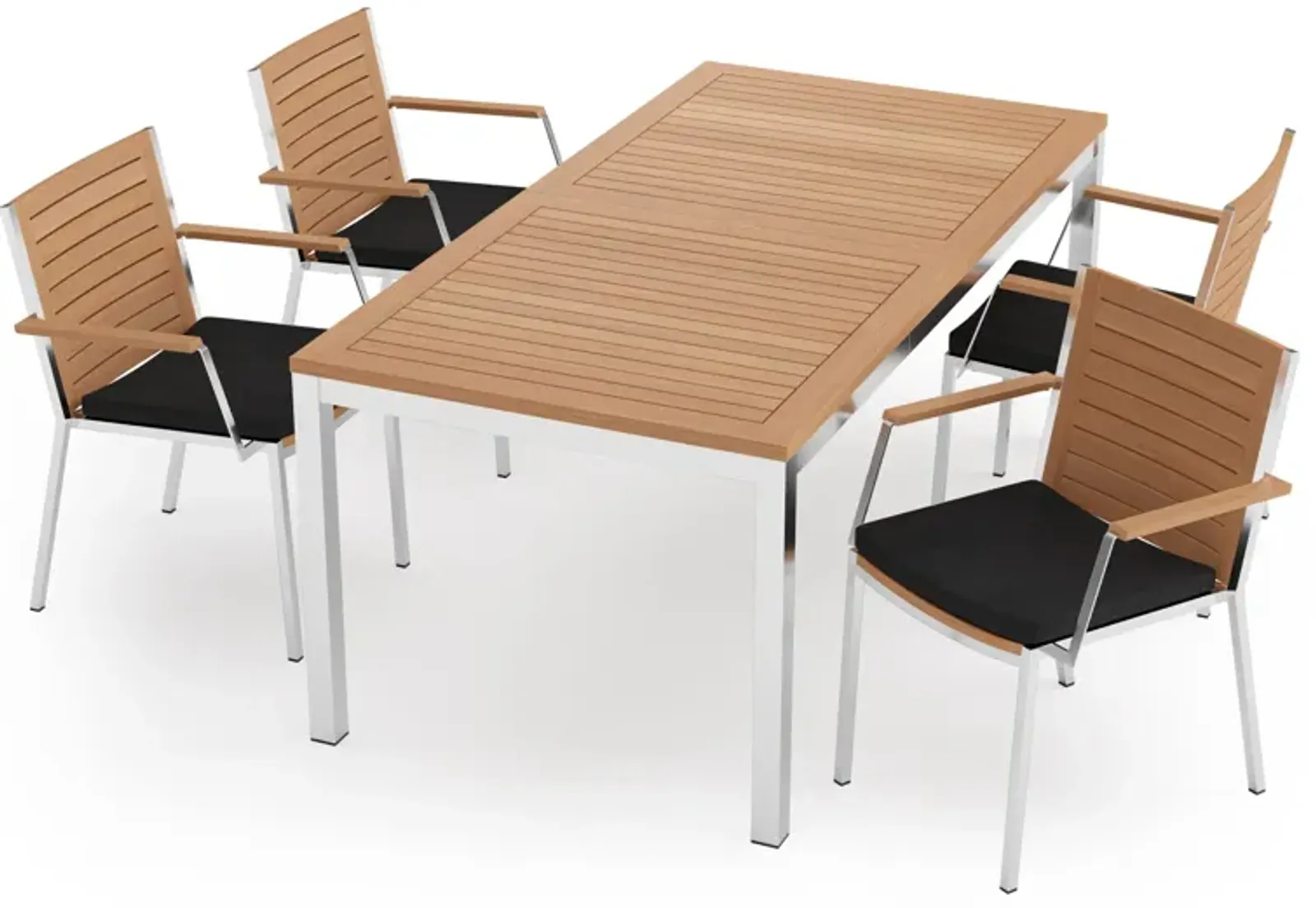 Monterey 4 Seater Dining Set with 72 in. Table - Aluminum and Teak