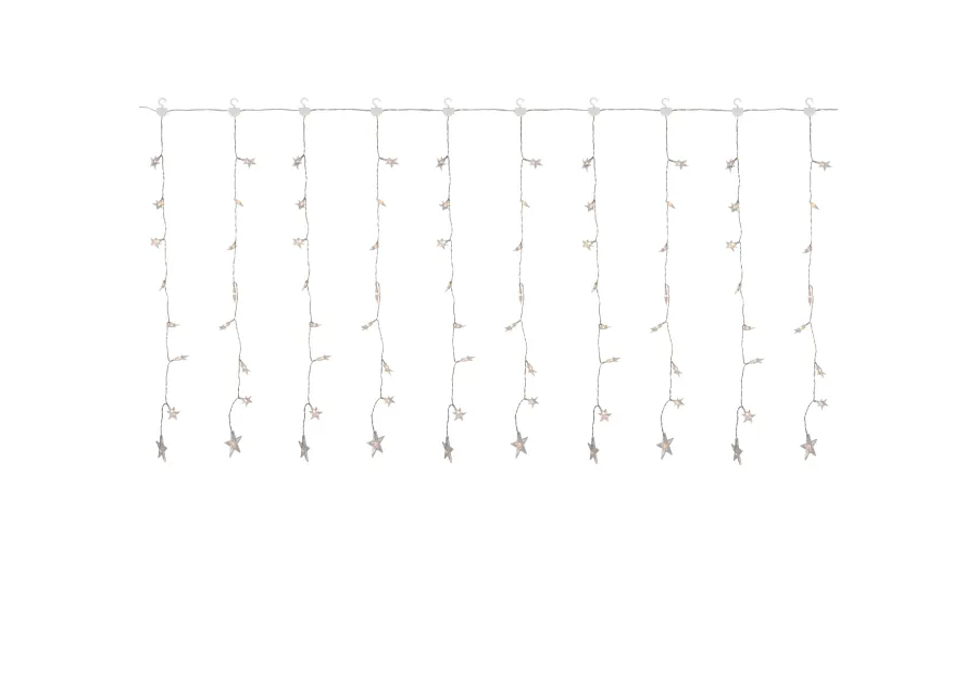 120 LED Warm White Curtain Christmas Lights - 7.5' Clear Wire