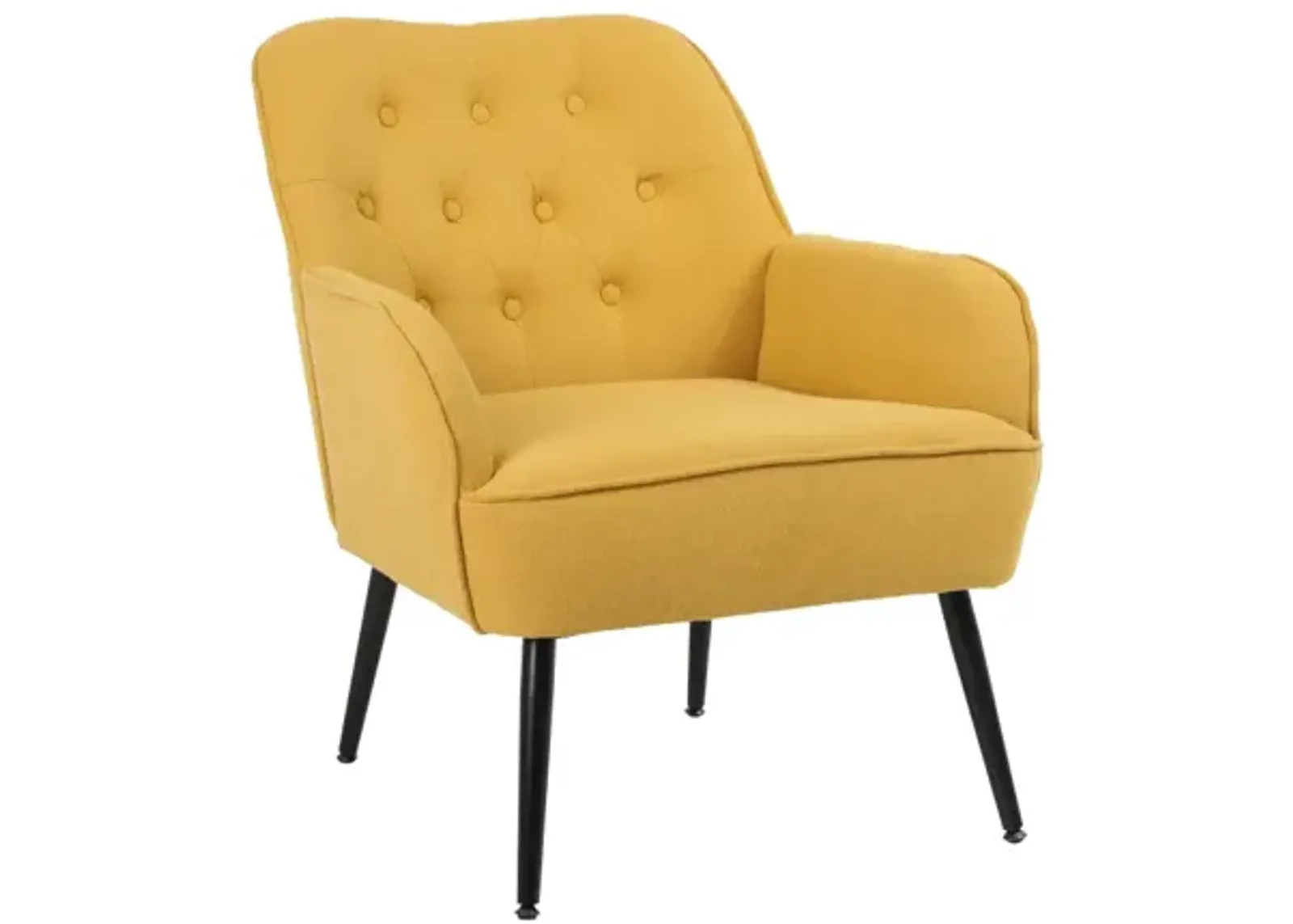 Modern Mid Century Chair Velvet Sherpa Armchair For Living Room Bedroom Office Easy Assemble(Yellow)