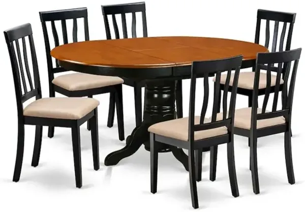 East West Furniture AVAT7-BLK-C Dining set - 7 Pcs with 6 Wooden Chairs