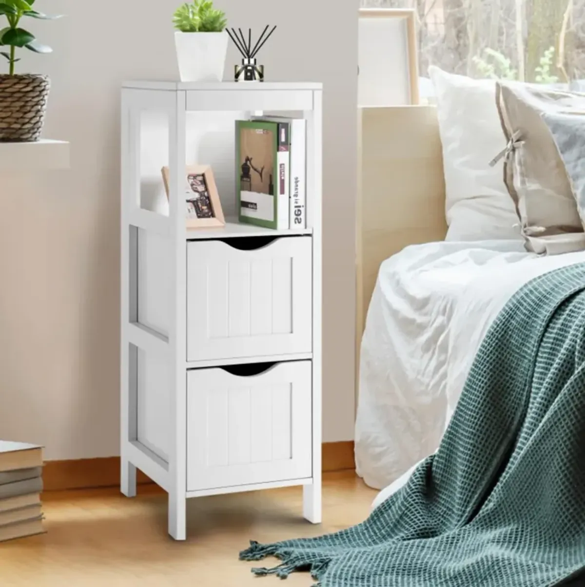 Hivvago Freestanding Storage Cabinet with 2 Removable Drawers for Bathroom