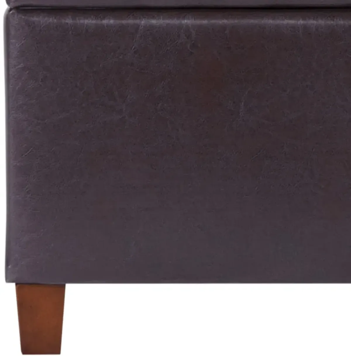 Square Shape Leatherette Upholstered Wooden Ottoman with Tufted Lift Off Lid Storage, Brown - Benzara