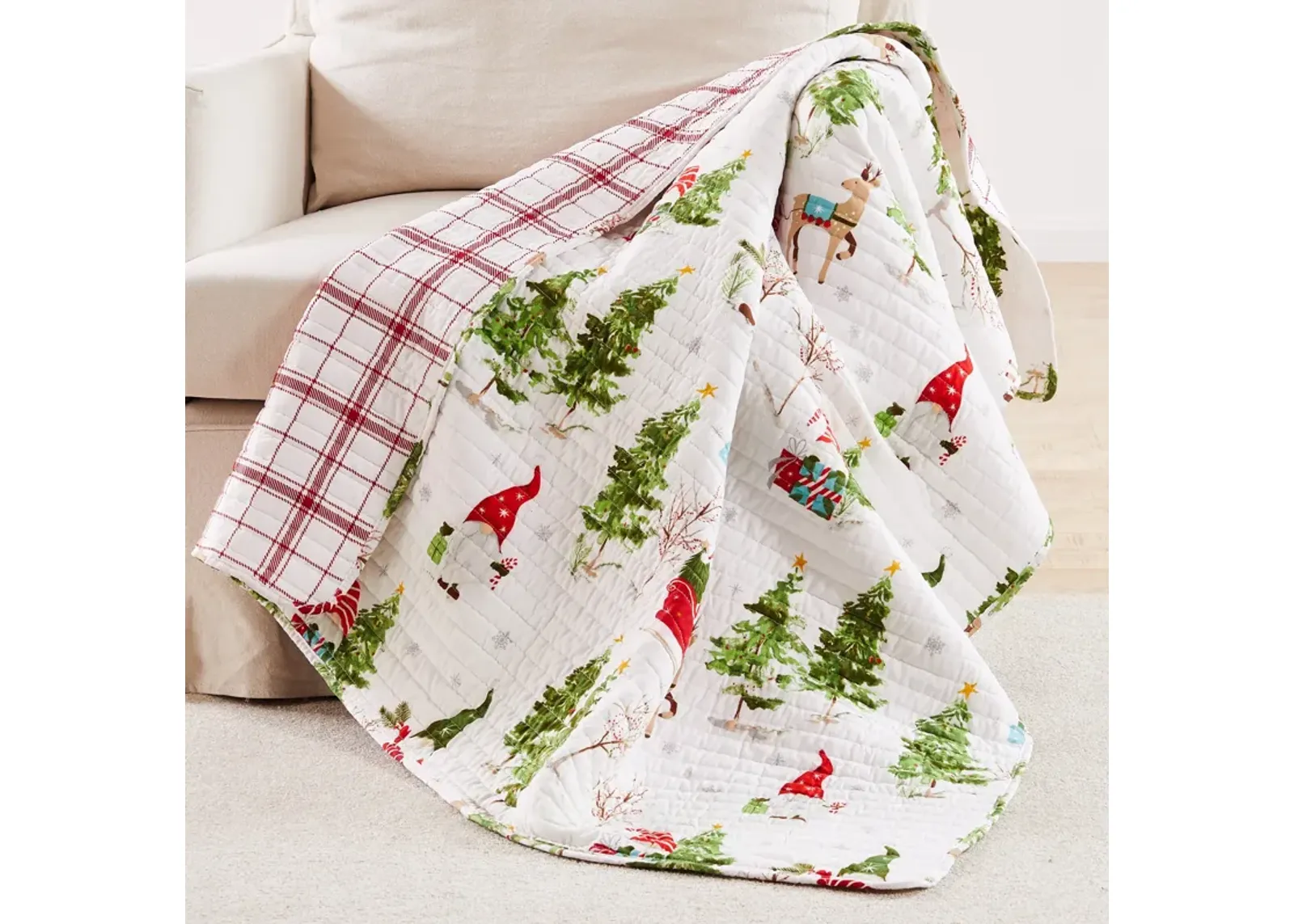 Gnome Forest Quilted Throw - Levtex - Merry & Bright