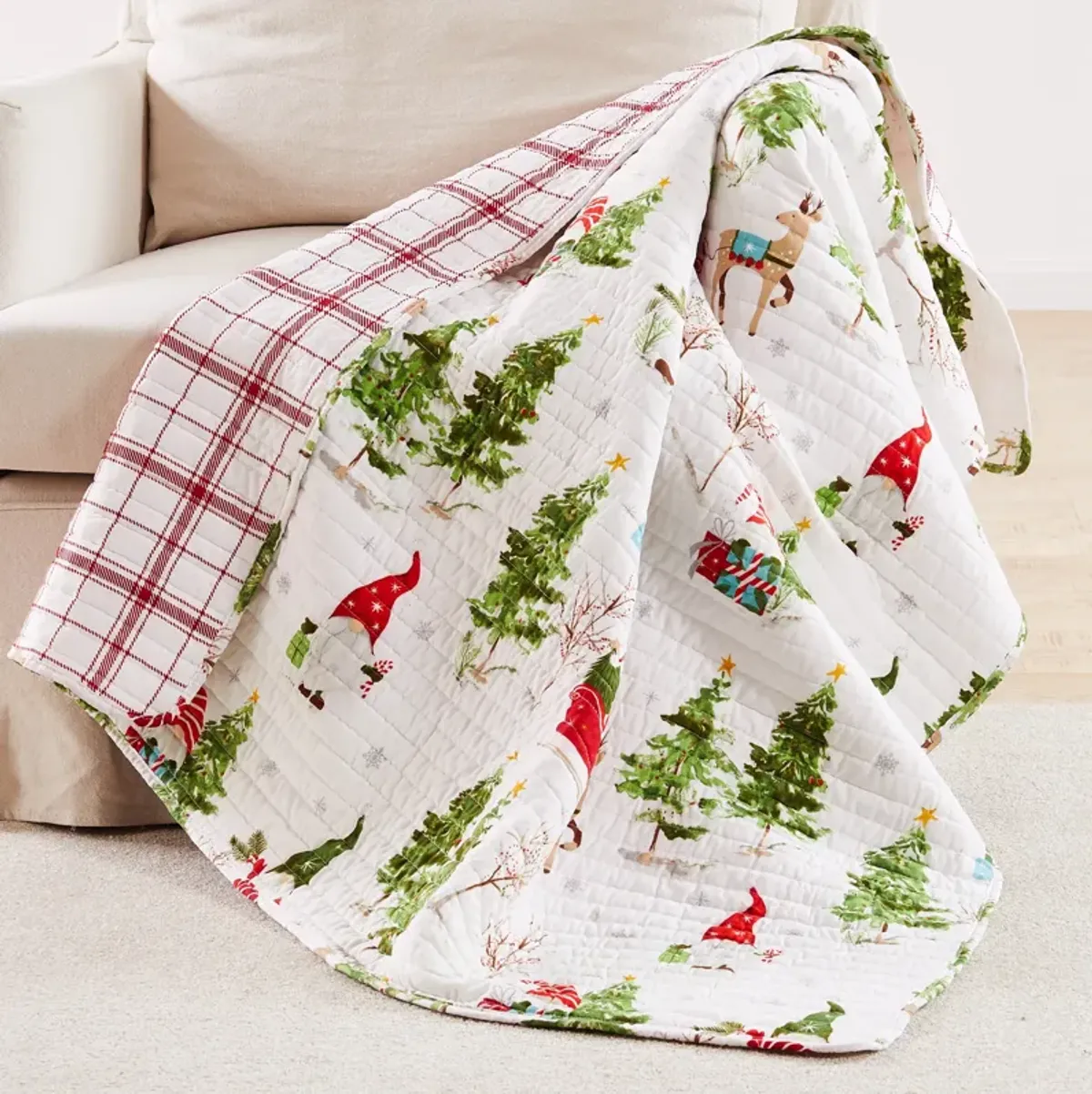 Gnome Forest Quilted Throw - Levtex - Merry & Bright