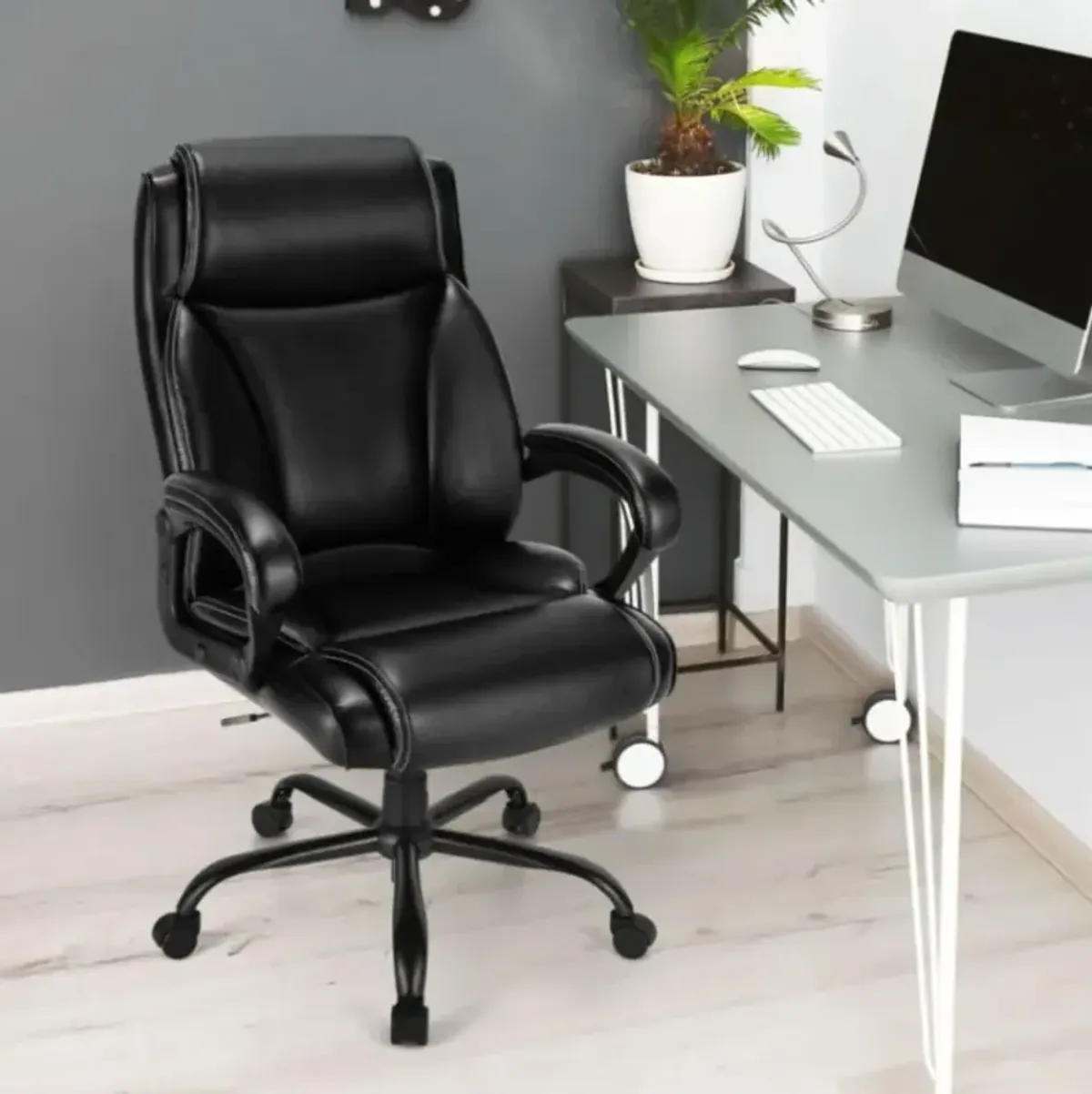 Hivvago 400 Pounds Big and Tall Adjustable High Back Leather Office Chair