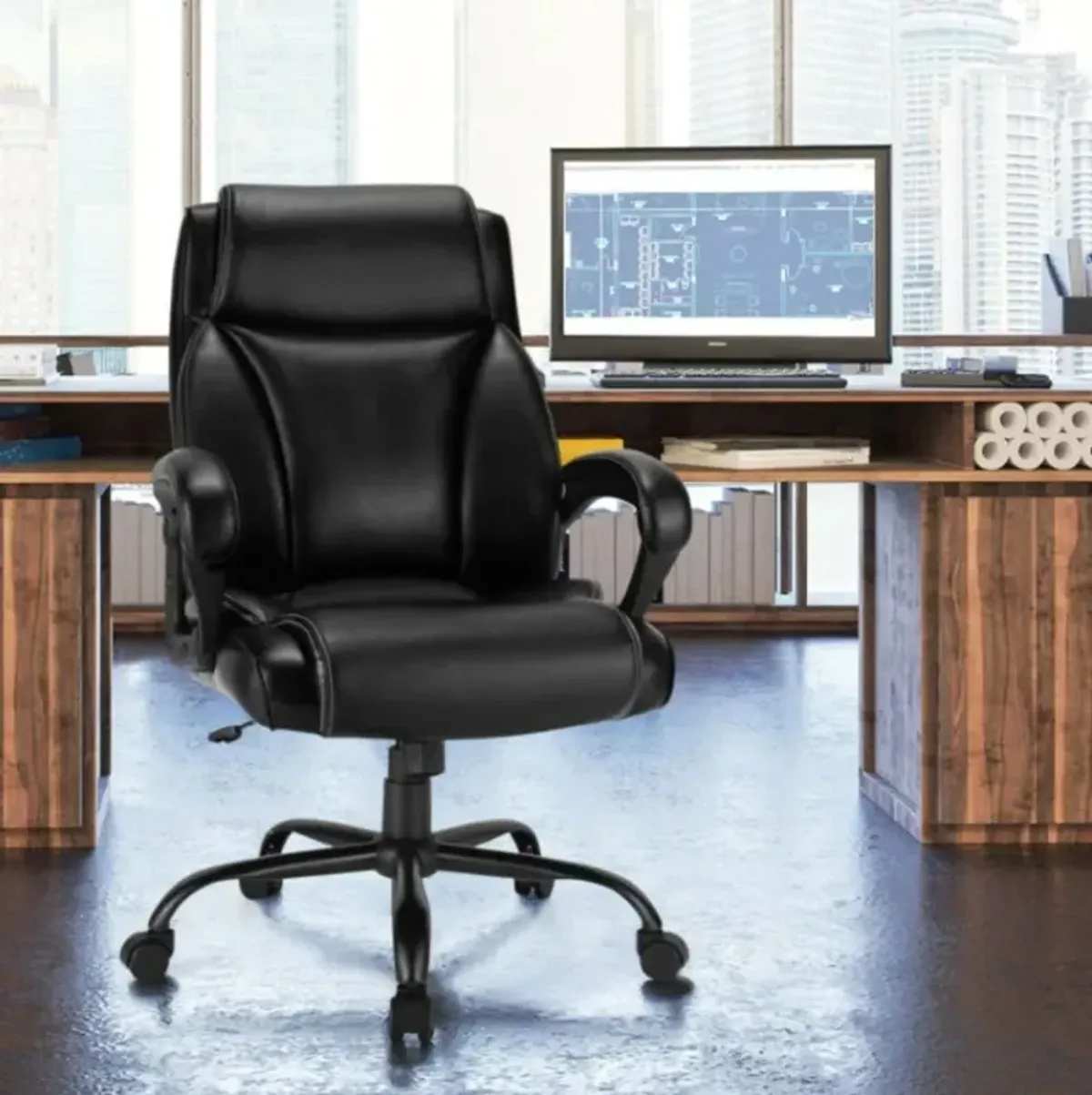 Hivvago 400 Pounds Big and Tall Adjustable High Back Leather Office Chair