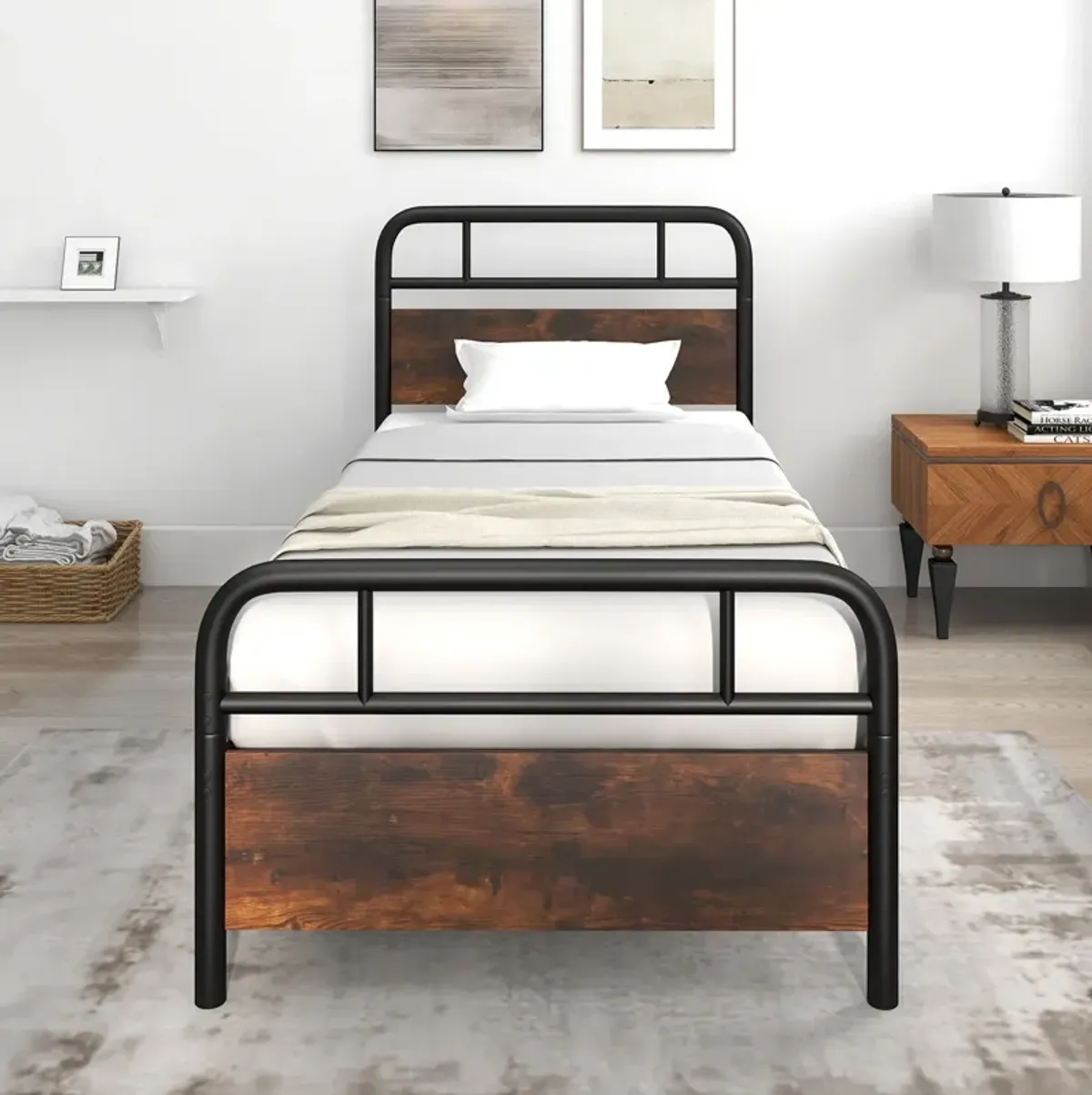 Bed Frame with Industrial Headboard