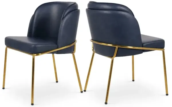 Meridian Furniture Jagger Navy Vegan Leather Dining Chair, Set of 2