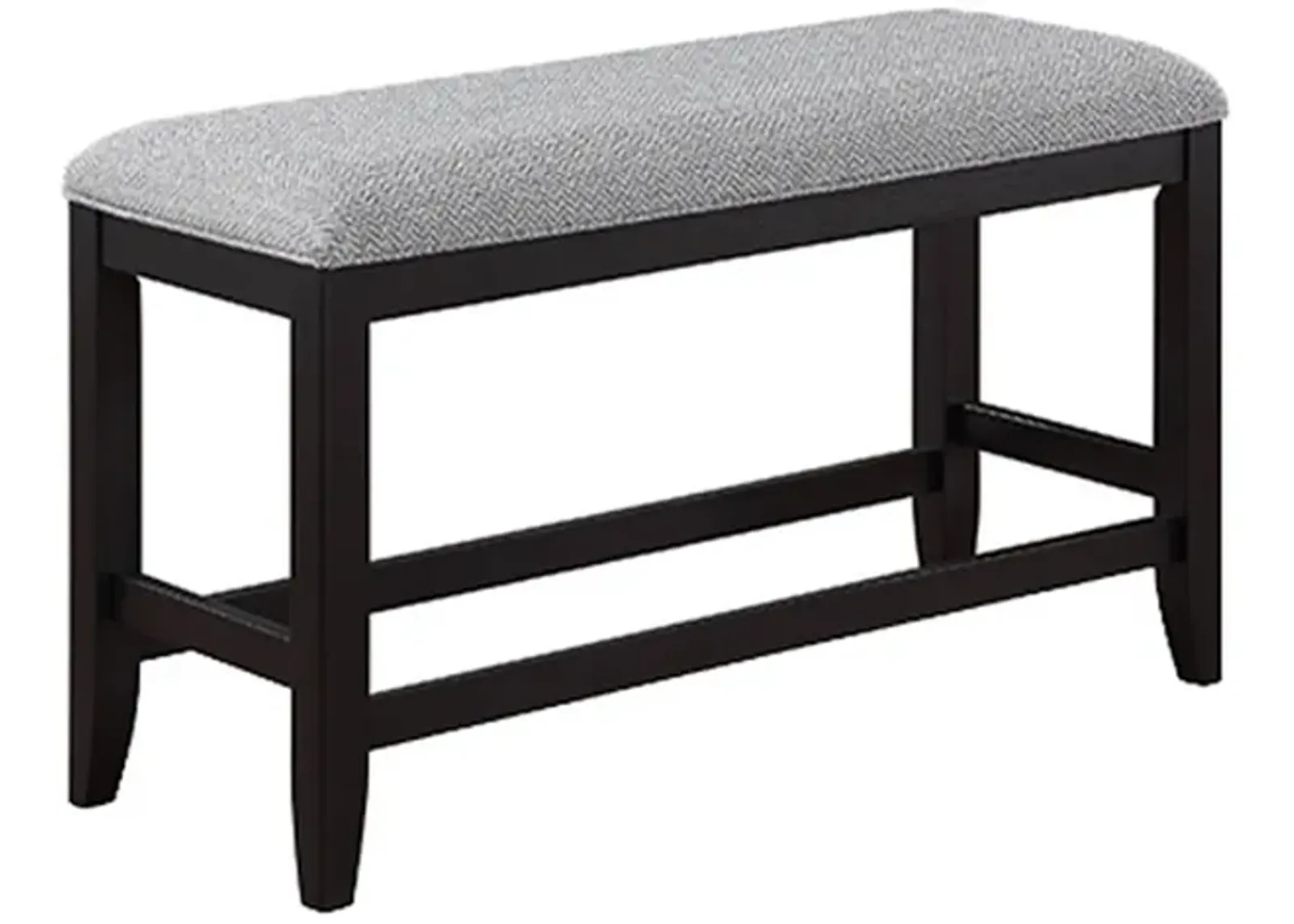 Kara 42 Inch Counter Height Bench, Wood Frame, Fabric Upholstery, Gray - Benzara