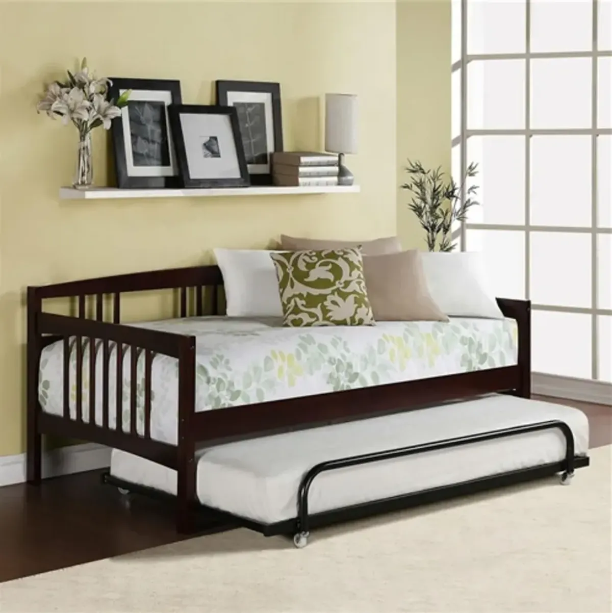 Hivvago Twin size Day Bed in Espresso Wood Finish   Trundle Not Included