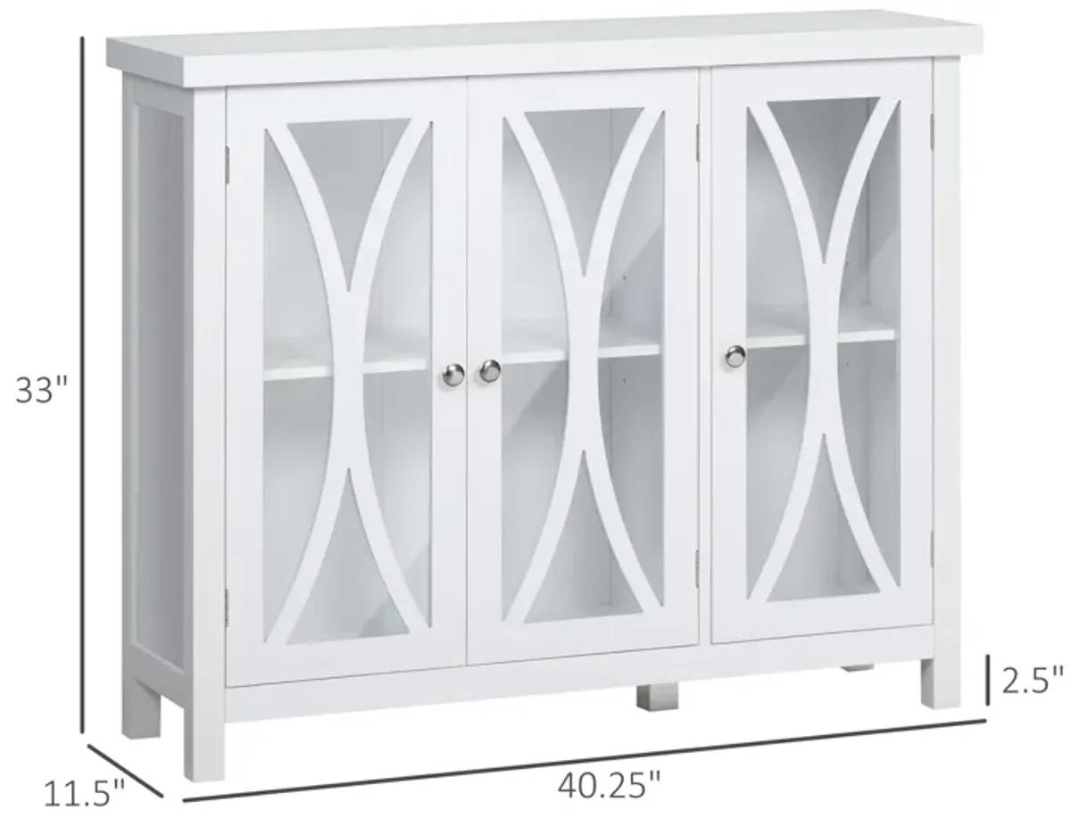 White Dining Storage: Modern Buffet Sideboard with Glass Doors