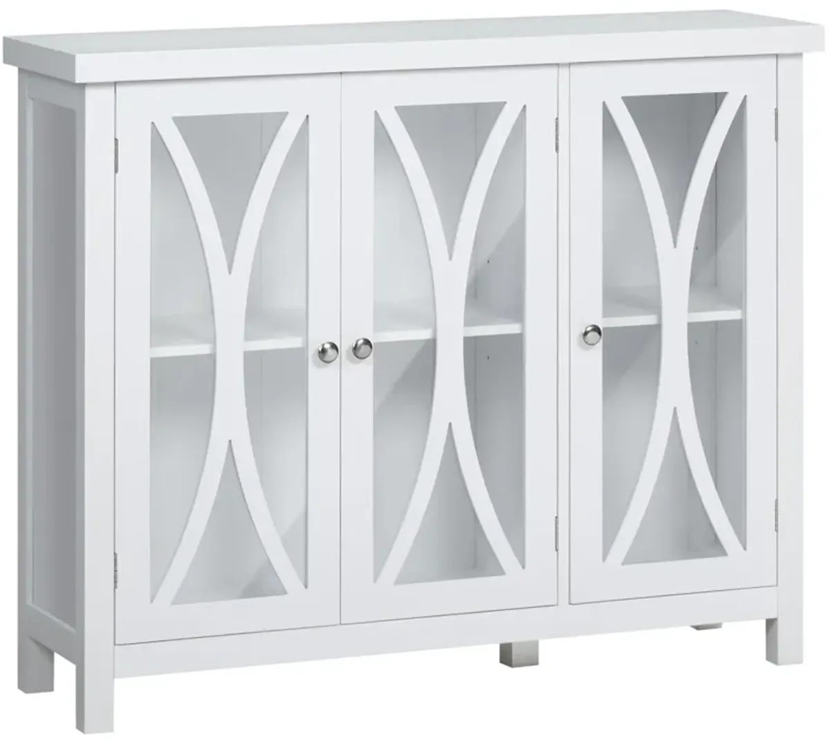 White Dining Storage: Modern Buffet Sideboard with Glass Doors