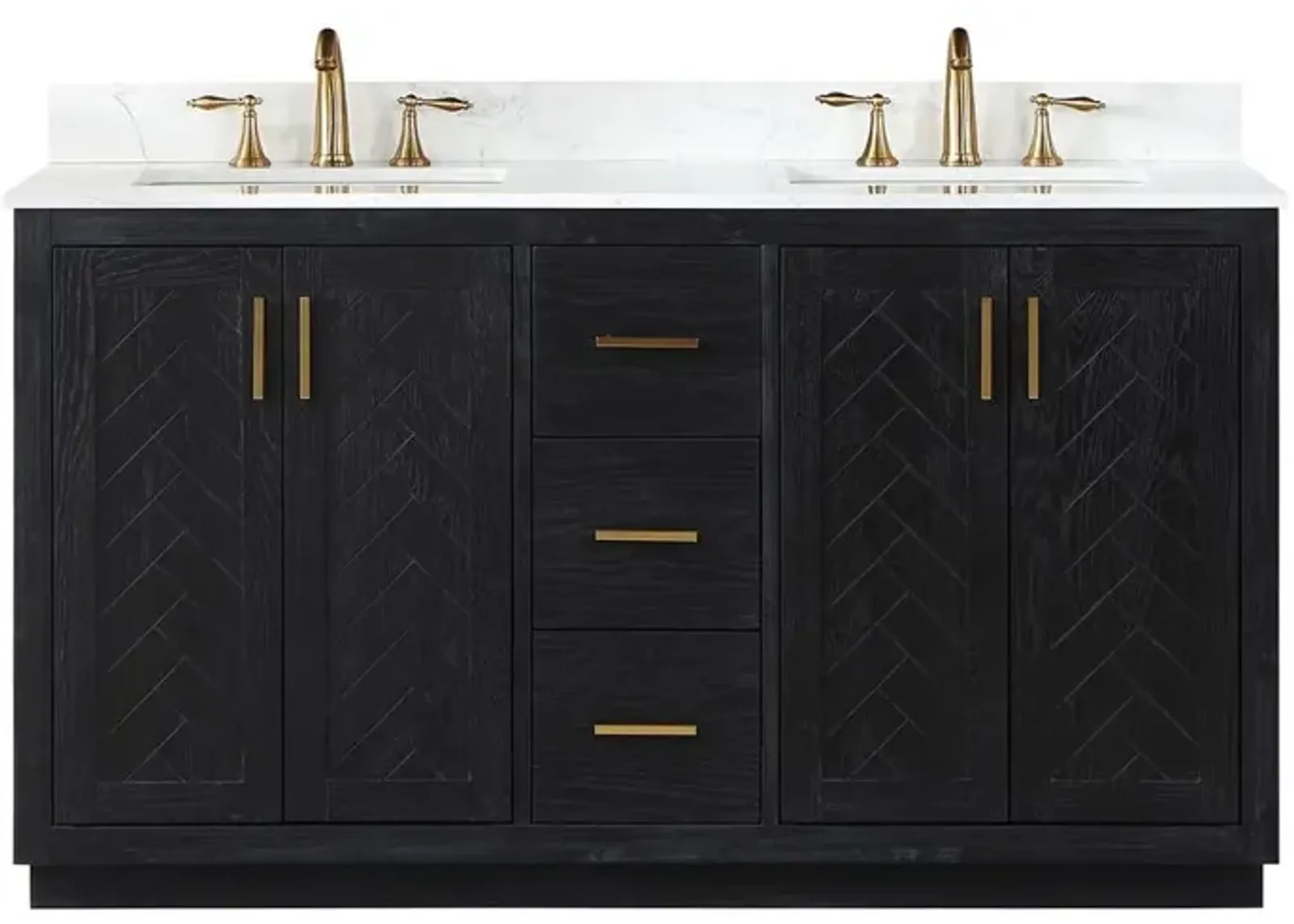 Altair 60 Double Bathroom Vanity Set in Black Oak without Mirror