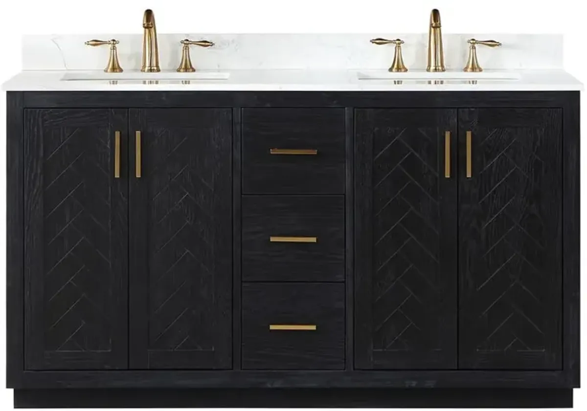 Altair 60 Double Bathroom Vanity Set in Black Oak without Mirror