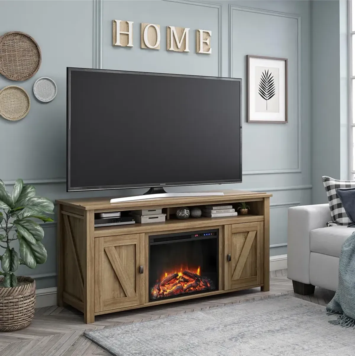 Farmington Electric Fireplace TV Console for TVs up to 60", Natural