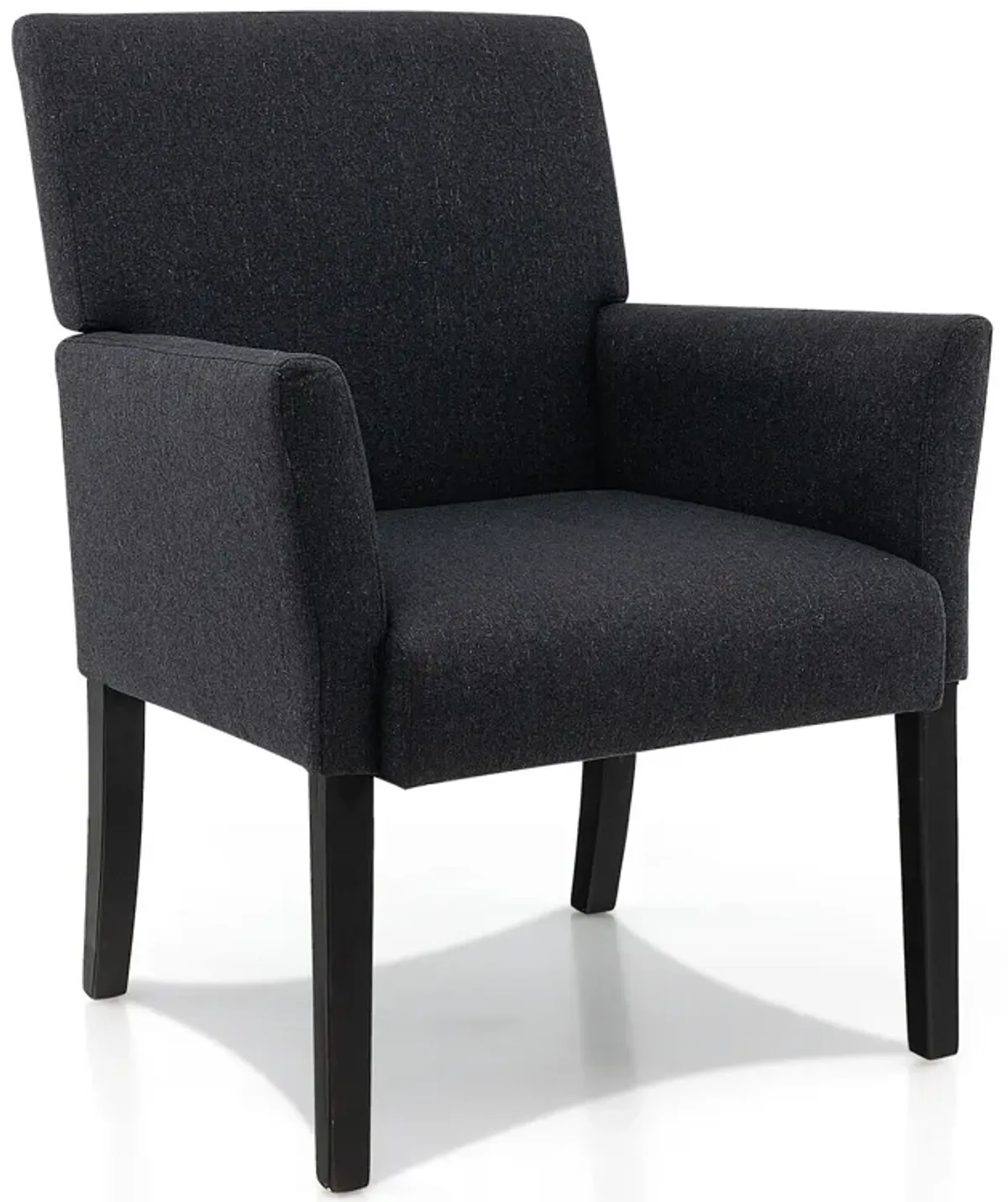 Fabric Upholstered Executive Guest Armchair with Rubber Wood Legs-Black