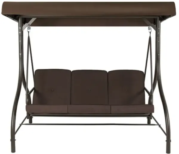 3-Person Outdoor Porch Swing with Adjustable Canopy for Backyard Relaxation