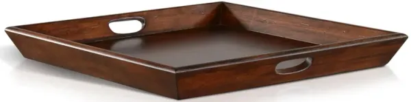 Odel Decorative Serving Tray, 27x27 Square Dark Brown Mahogany Wood - Benzara