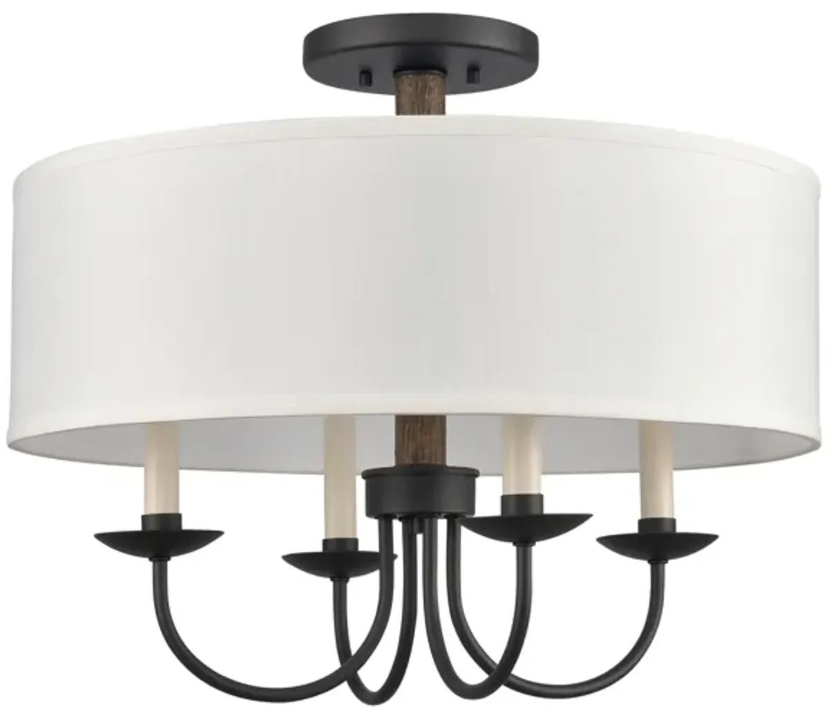 Neville 20'' Wide 4-Light Black Semi Flush Mount