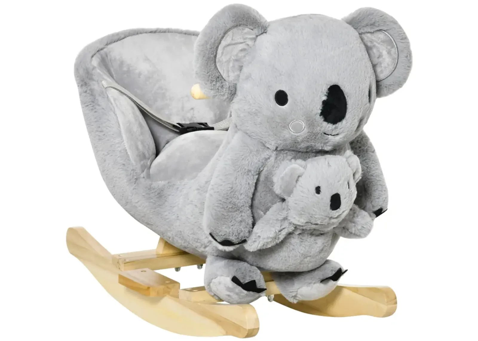 Gray Toddler Toy: Koala Plush Rocking Horse with Sounds