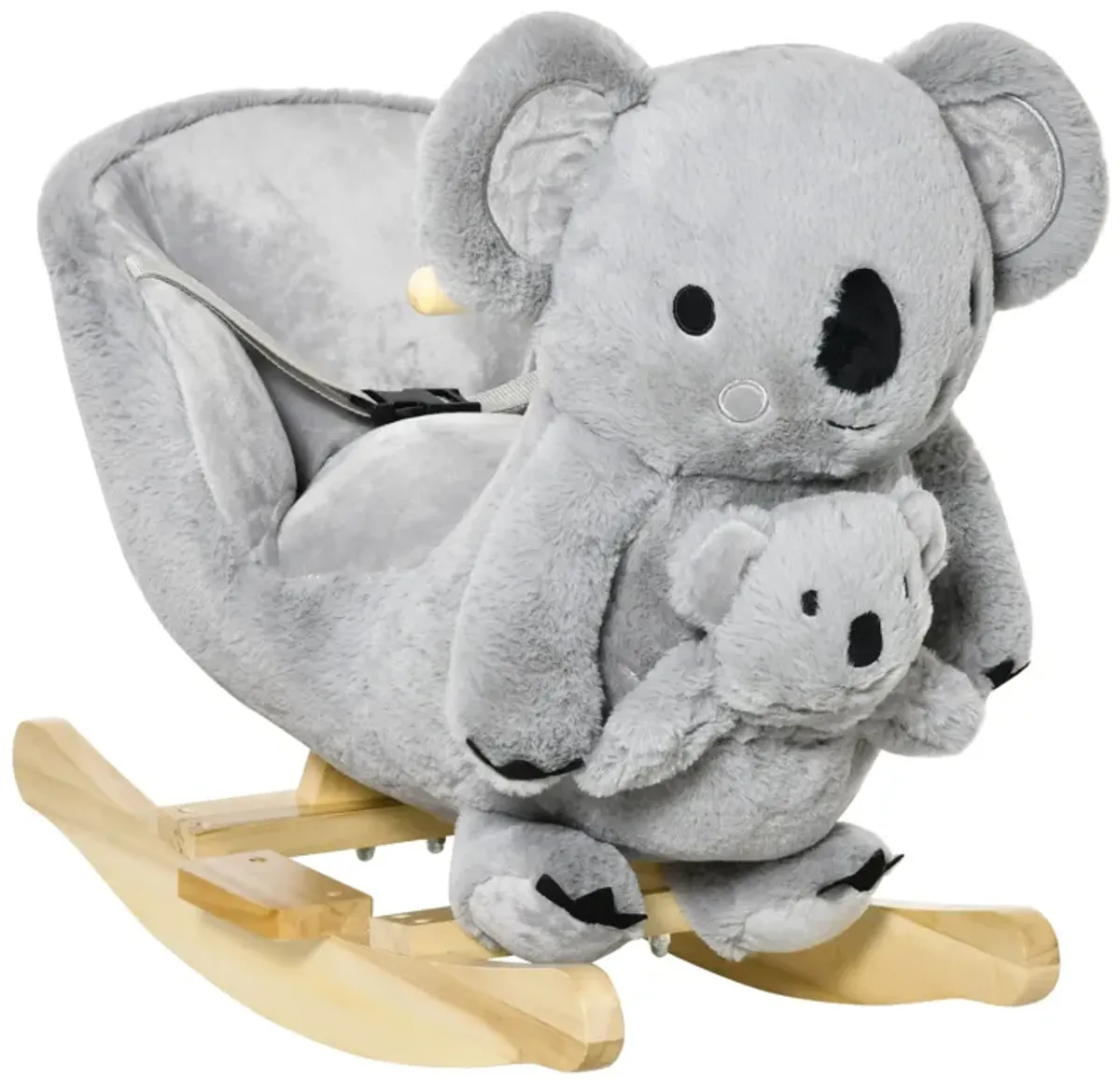 Gray Toddler Toy: Koala Plush Rocking Horse with Sounds