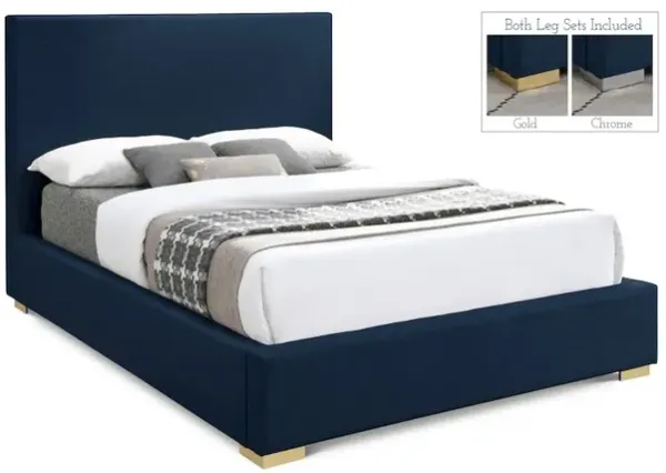Meridian Furniture Crosby Navy Linen Textured Fabric King Bed