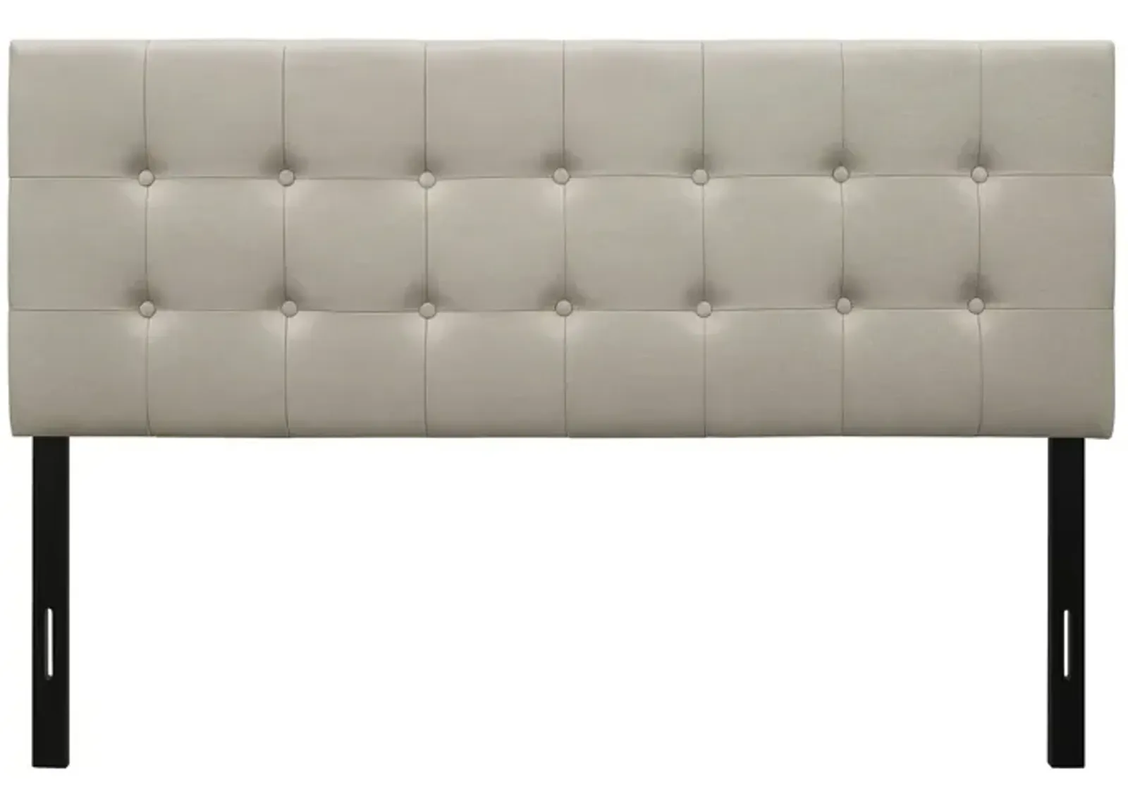 QuikFurn Full size Button-Tufted Headboard in Light Grey Taupe Beige Upholstered Fabric