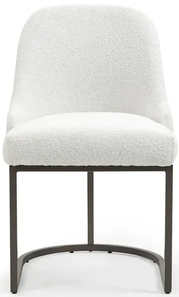 Glamour Home Set of 2 Ayane White Boucle Fabric Dining Chair with Iron Legs