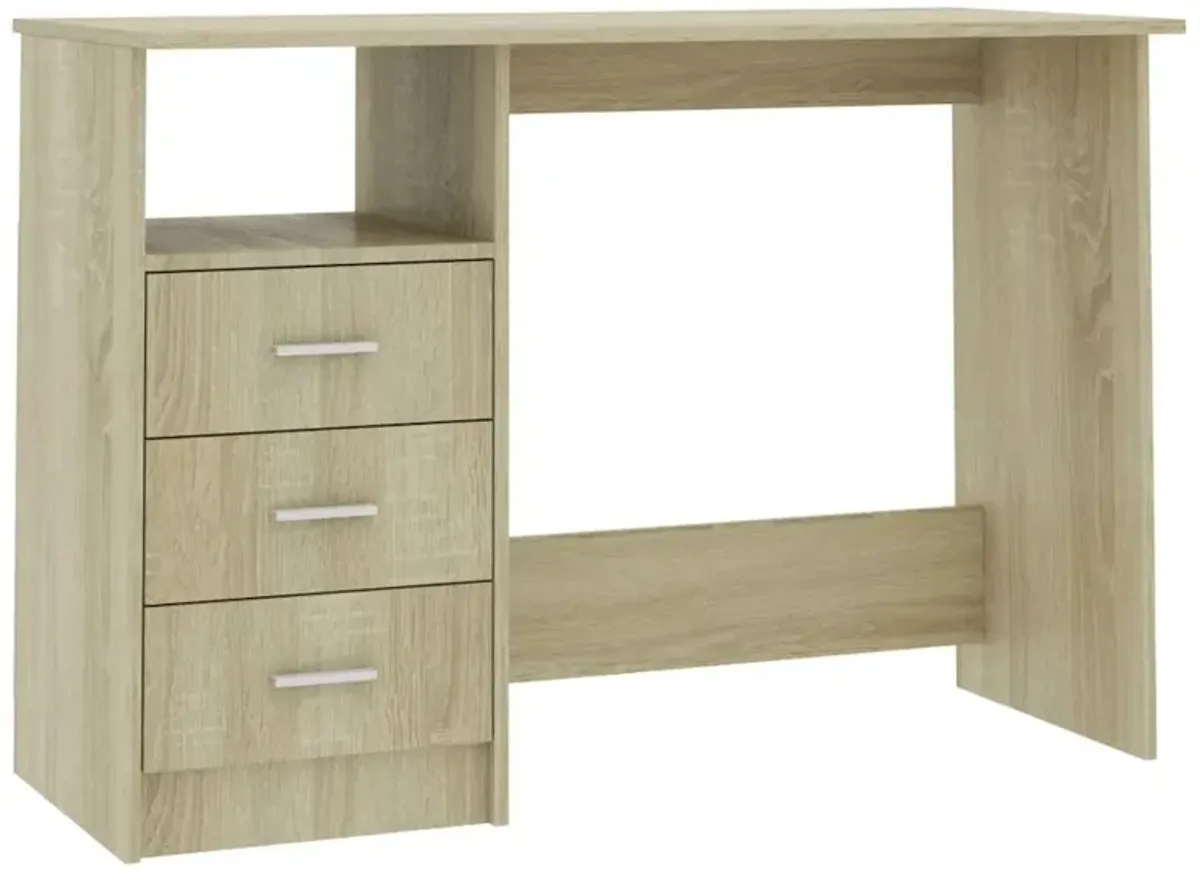 vidaXL Desk with Drawers Sonoma Oak 43.3"x19.6"x29.9" Chipboard, 800561