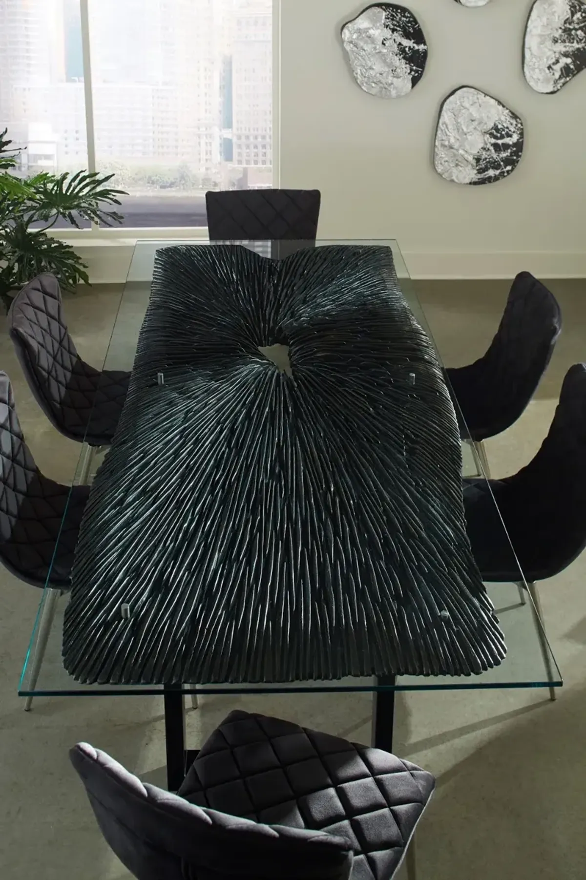 Chainsaw Dining Table with Glass