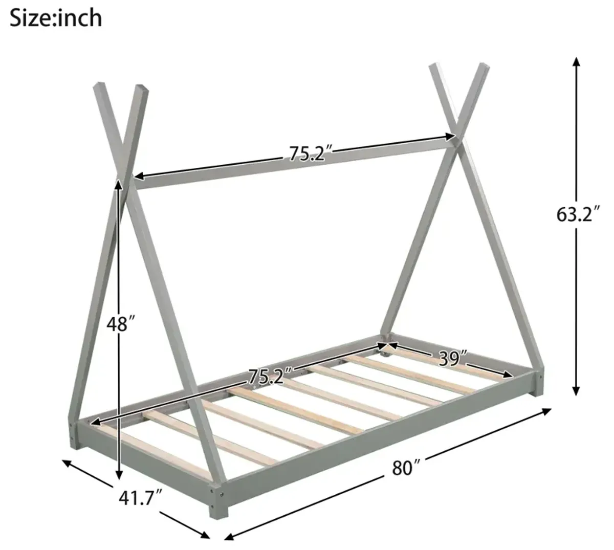 Merax Twin Size House Platform Bed with Triangle tructure