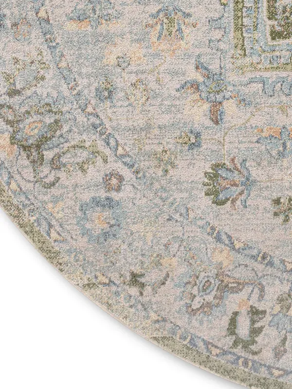 Astra Machine Washable ASW12 Blue/Green 5'3" x Round Rug