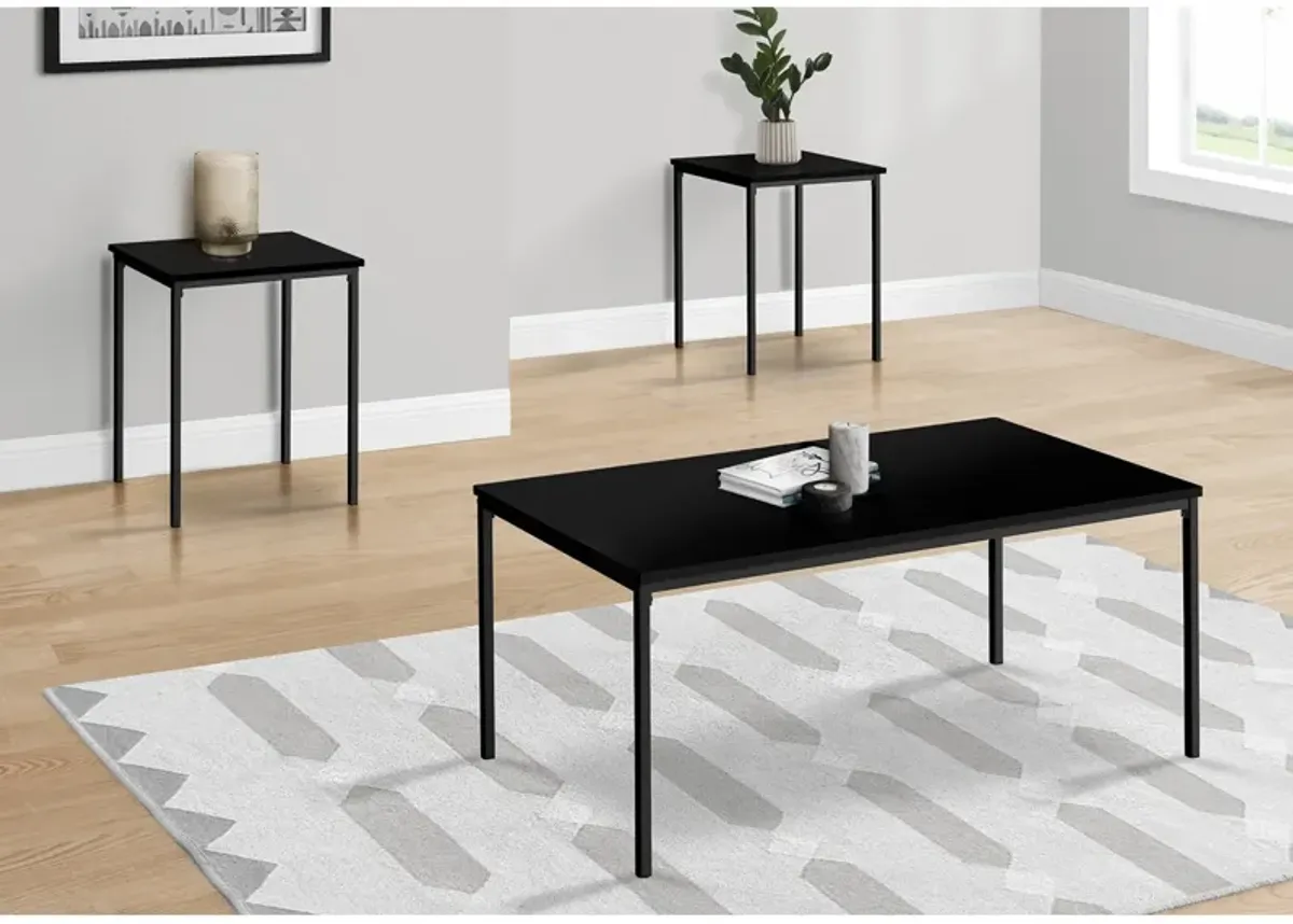 Monarch Specialties - Table Set, 3pcs Set, Coffee, End, Black Metal, Contemporary, Modern