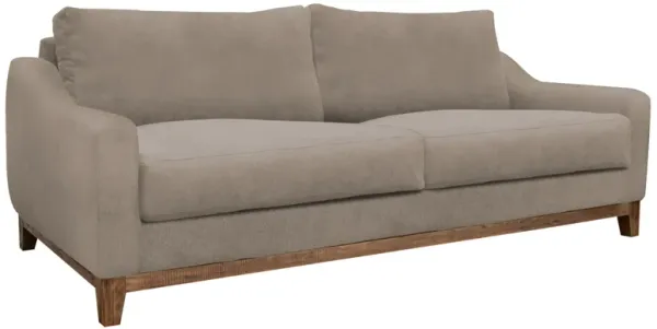 Tuba Sofa, Light Brown Polyester, Foam Cushions, Solid Pine Wood, 88 Inch - Benzara